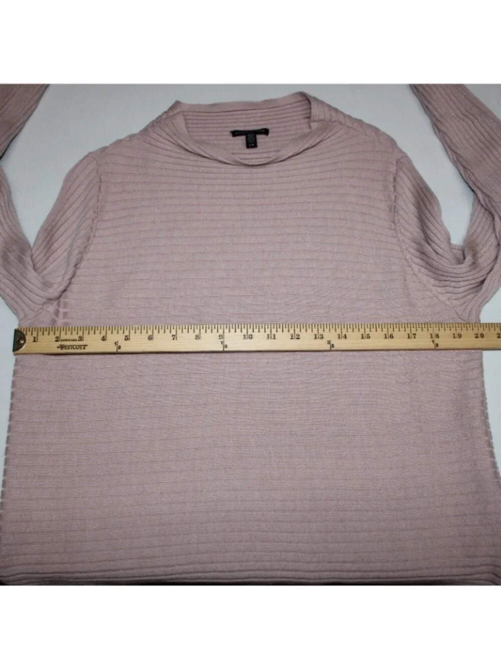 Eileen Fisher Sweater Sz L Pink Knit Ribbed 100% Extra Fine Merino Wool Sweater